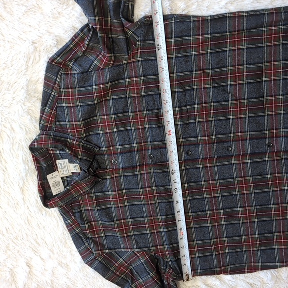 NWT L.L. Bean Grey Stewart Scotch Plaid Flannel Button Up Shirt Traditional Fit - Picture 6 of 7